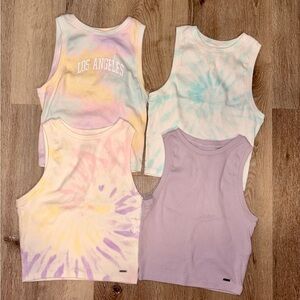 Hollister Women's Crop Tie-Dye Tank Tops - Pastel Collection